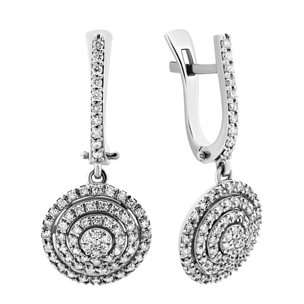 Золотые серьги-подвески с бриллиантами.Артикул UG52111512302 бр