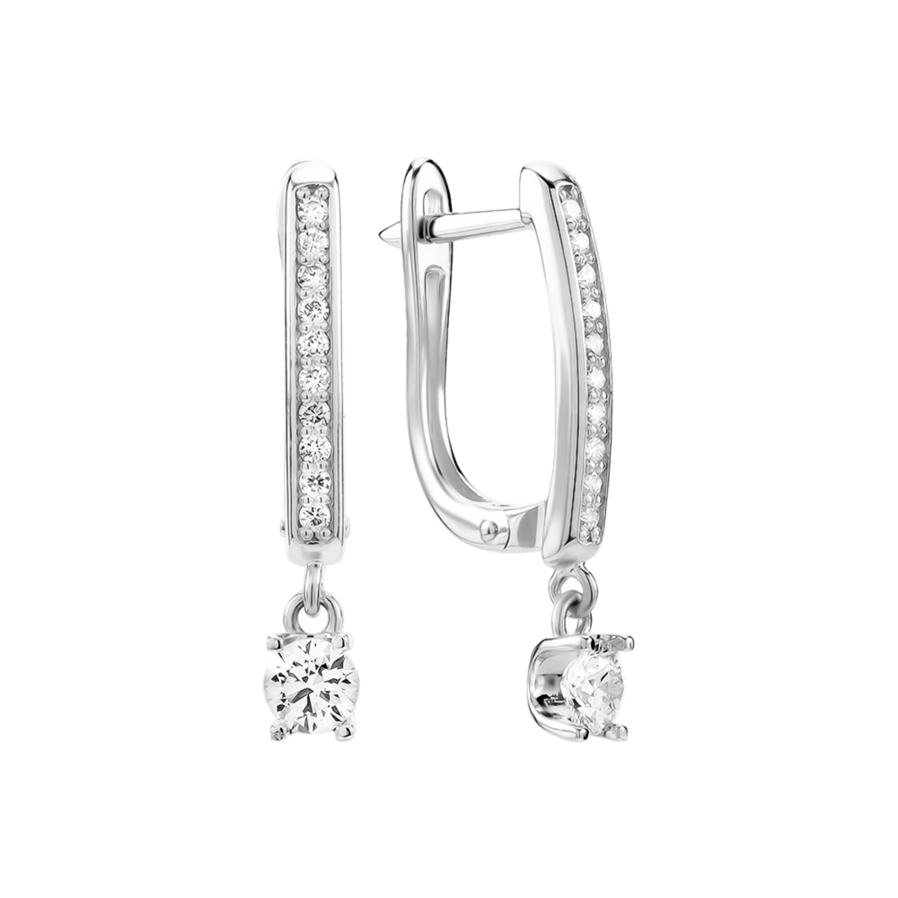 Золотые серьги-подвески с бриллиантами. Артикул UG52192168202