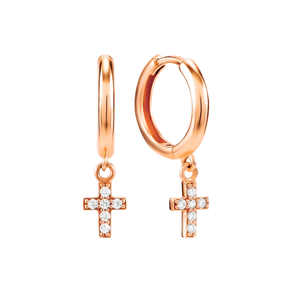 Золотые серьги-подвески с фианитами. Артикул UG52111028901