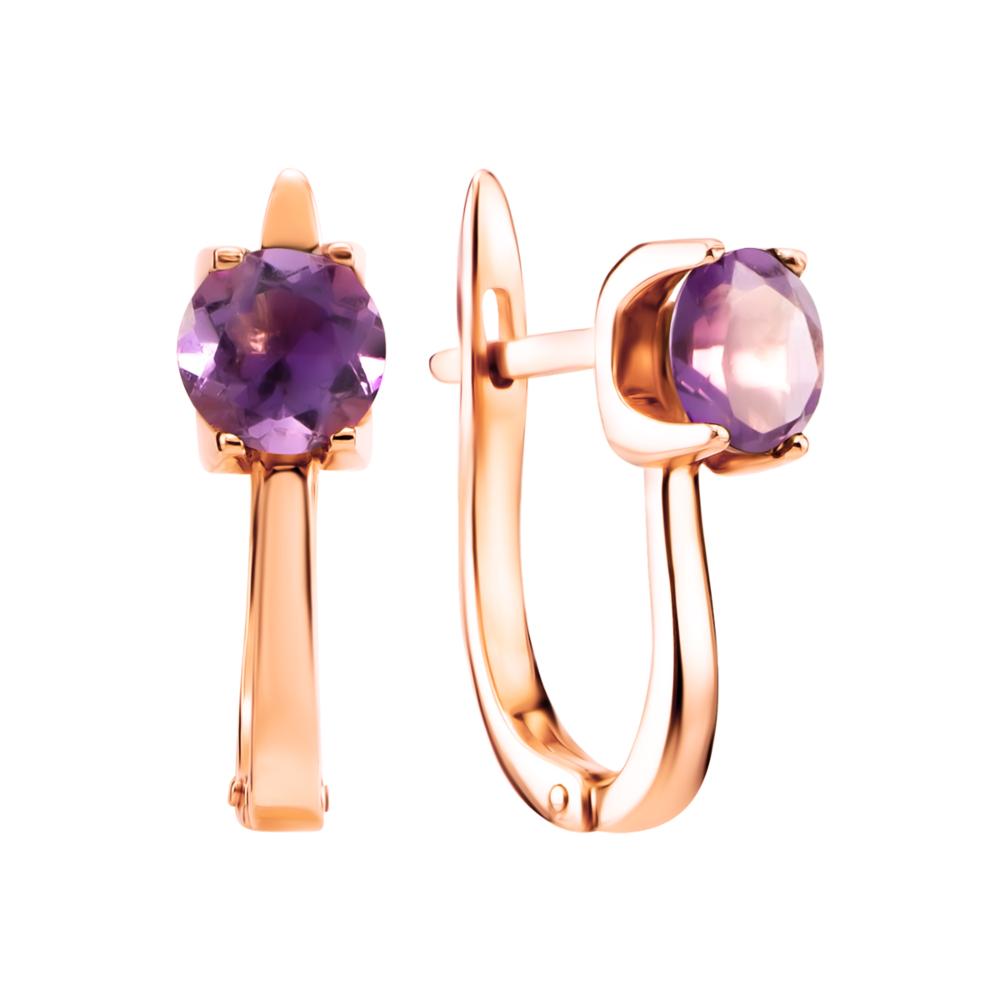 Золотые серьги с аметистом. Артикул UG5С4179 амт