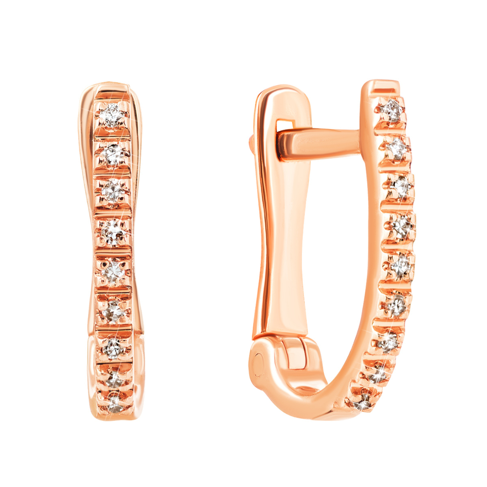 Золотые серьги с бриллиантами. Артикул UG553720/0.8S
