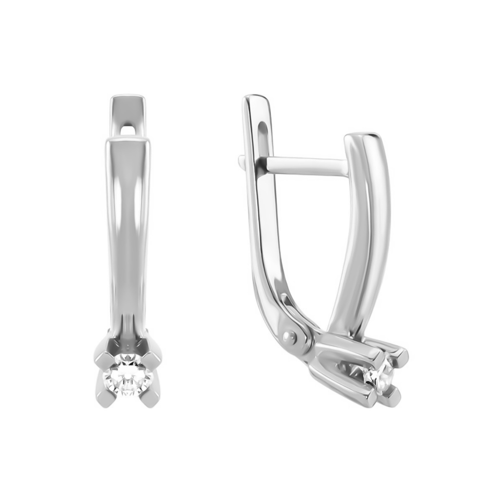 Золотые серьги с бриллиантом. Артикул UG5СВ1381.00100Бн
