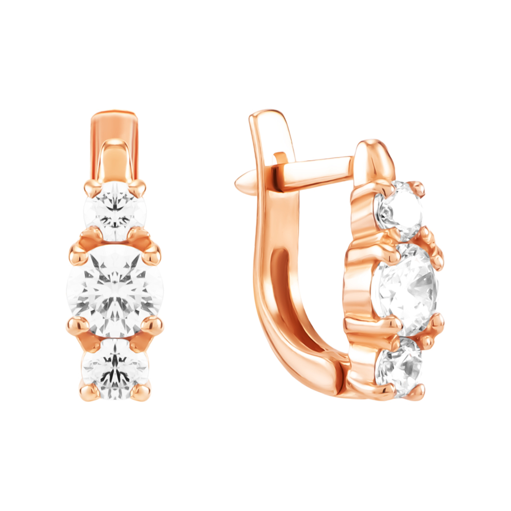 Золотые серьги с фианитами. Артикул UG5210835310101