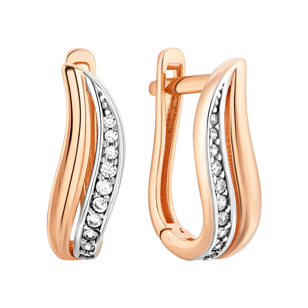 Золотые серьги с фианитами.Артикул UG52111012804
