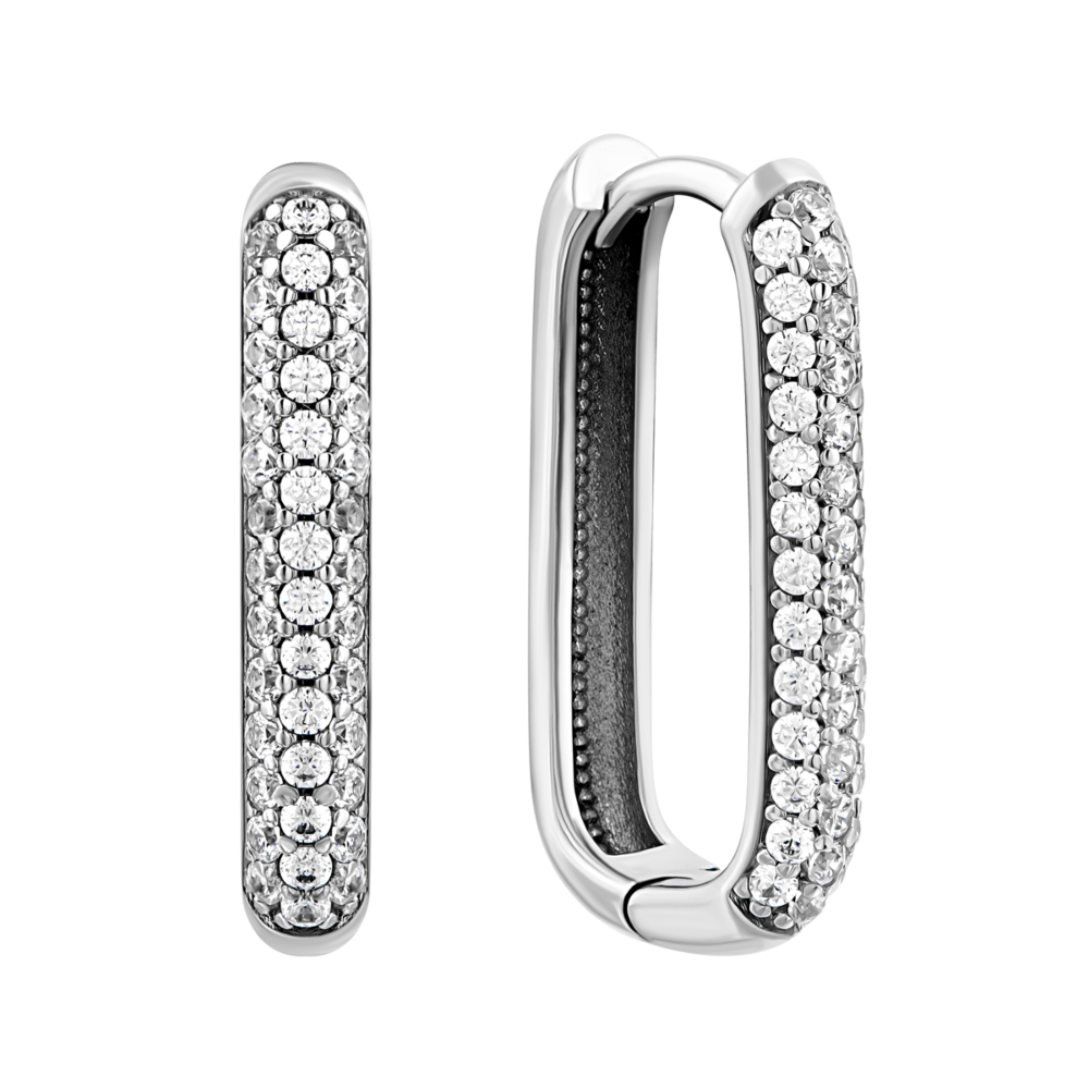 Золотые серьги-конго с фианитами.Артикул UG52111013202