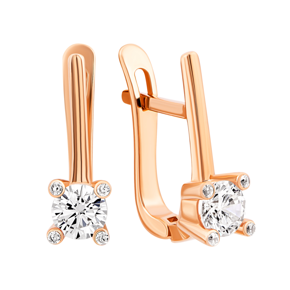 Золотые серьги с фианитами.Артикул UG52111013601