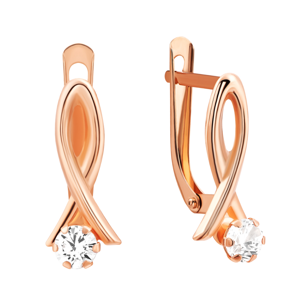 Золотые серьги с фианитами.Артикул UG52111019101
