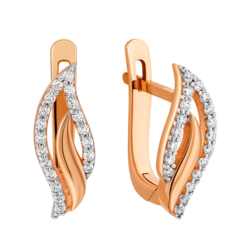Золотые серьги с фианитами.Артикул UG52111026401