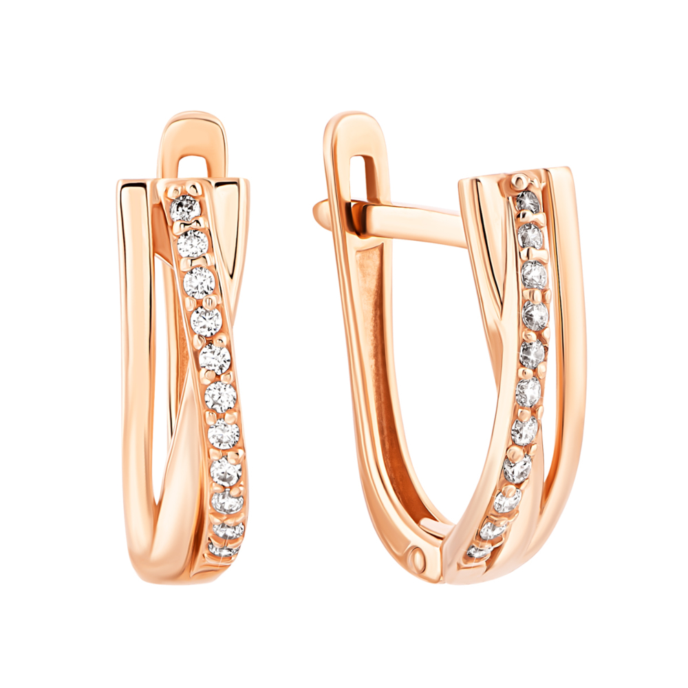 Золотые серьги с фианитами.Артикул UG5212421