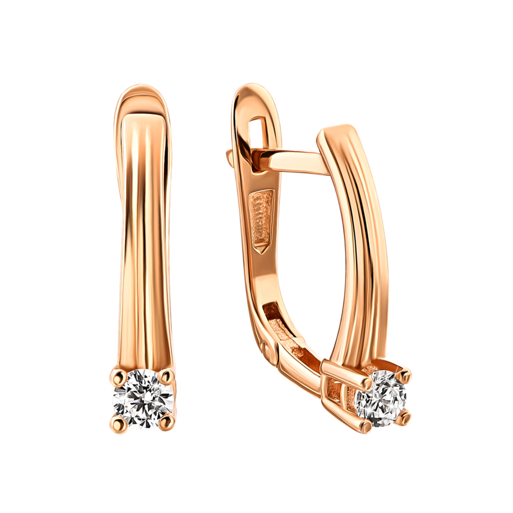 Золотые серьги с фианитами.Артикул UG5219200110101
