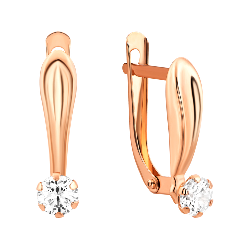 Золотые серьги с фианитами.Артикул UG52111019301