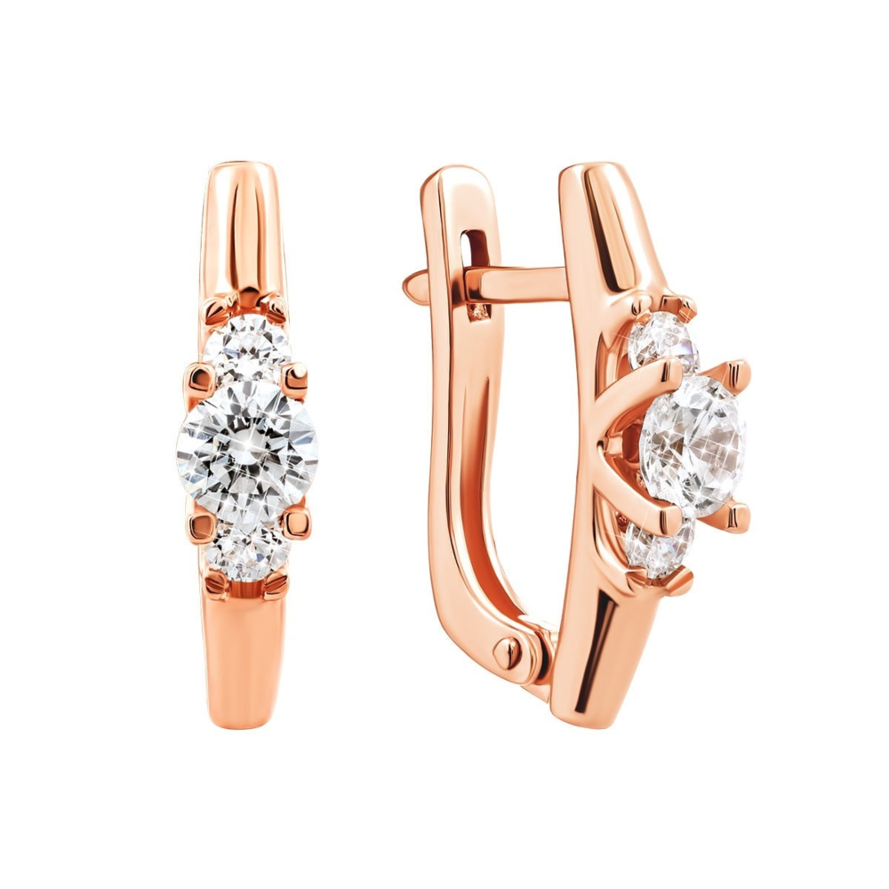 Золоті сережки з фіанітами Royal​ Zirconia.Артикул UG5С4194 Royal