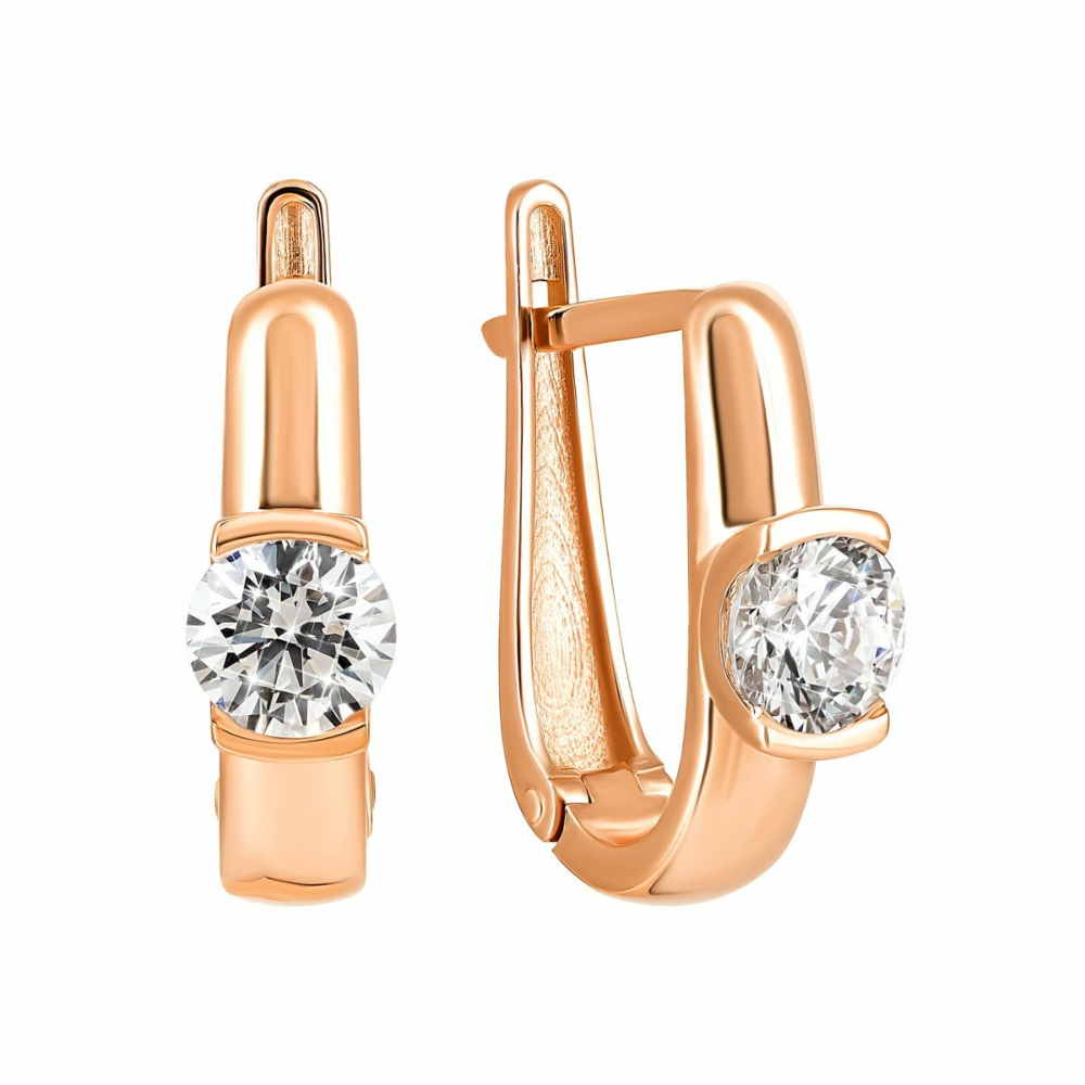 Золотые серьги с фианитами Royal​ Zirconia.Артикул UG5С4252 Royal