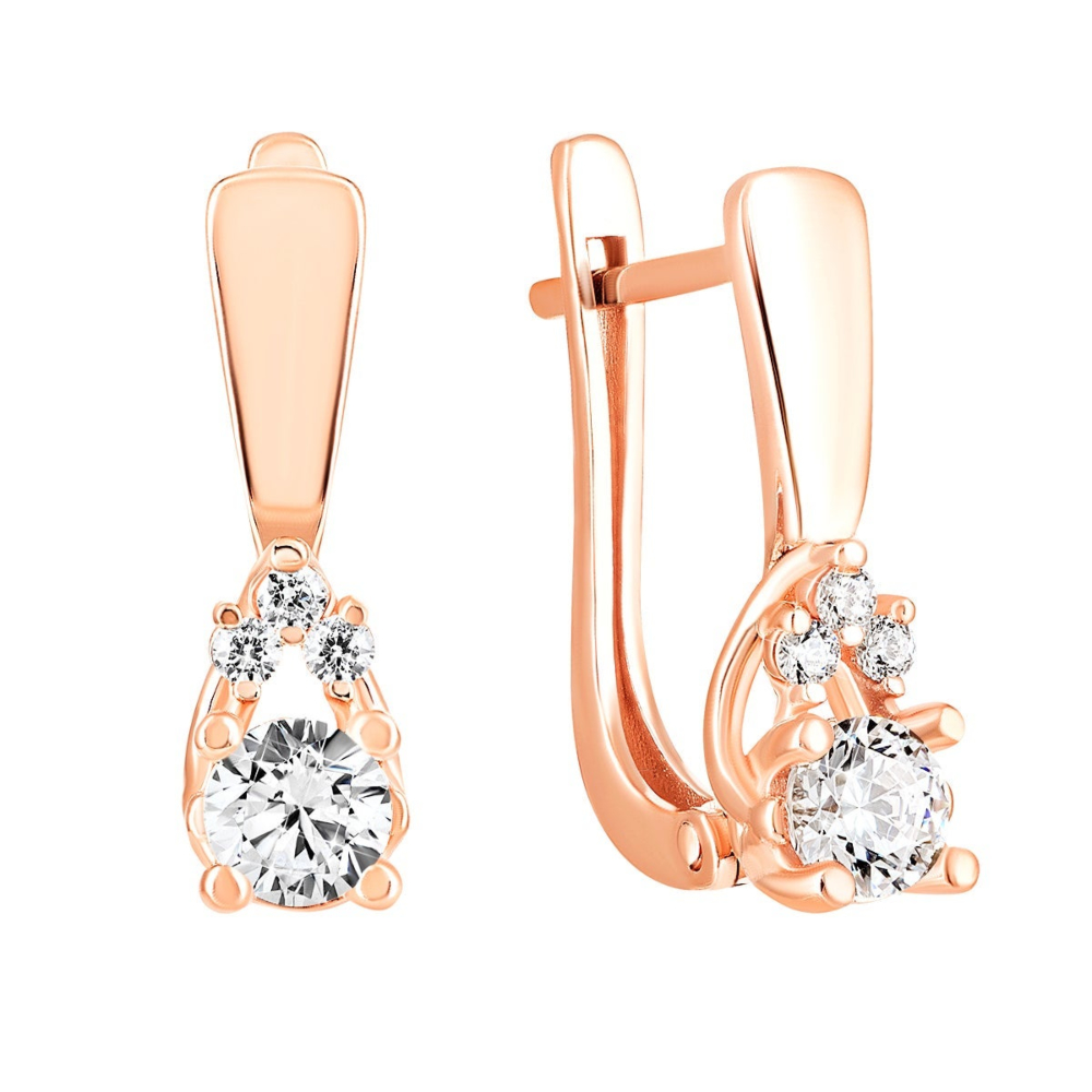 Золотые серьги с фианитами Royal​ Zirconia.Артикул UG5С4253 Royal