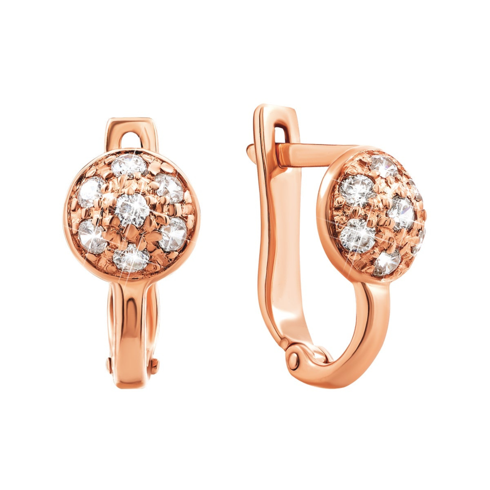 Золотые серьги с фианитами. Артикул UG50340