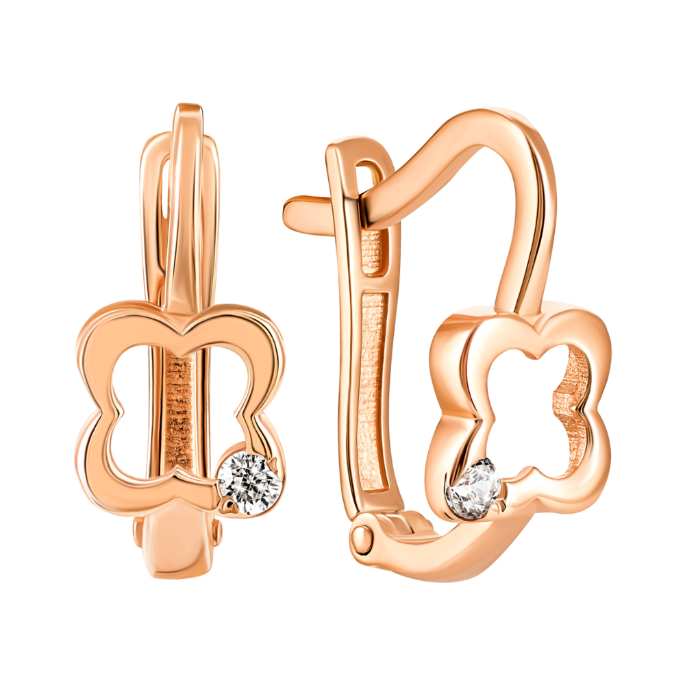 Золотые серьги с фианитами. Артикул UG5С0579