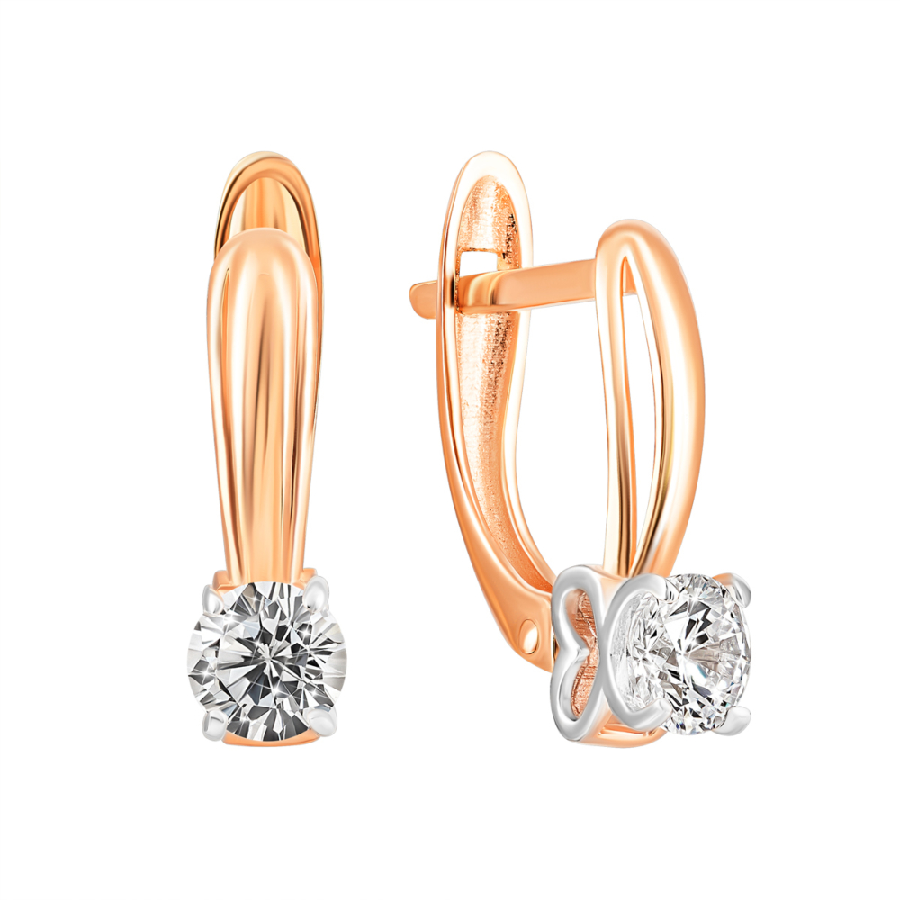 Золотые серьги с фианитами S​ Zirconia. Артикул UG5С4210 Sw