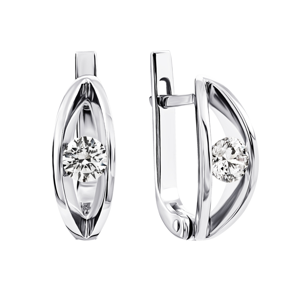 Золотые серьги с фианитами S​ Zirconia. Артикул UG5С4214/1 Sw
