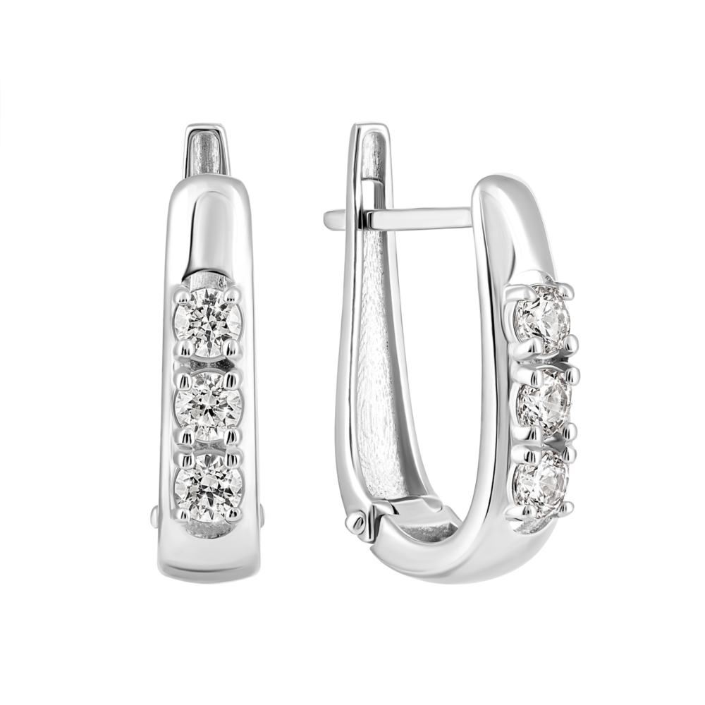 Золотые серьги с фианитами S​ Zirconia. Артикул UG5С4250/1 Sw