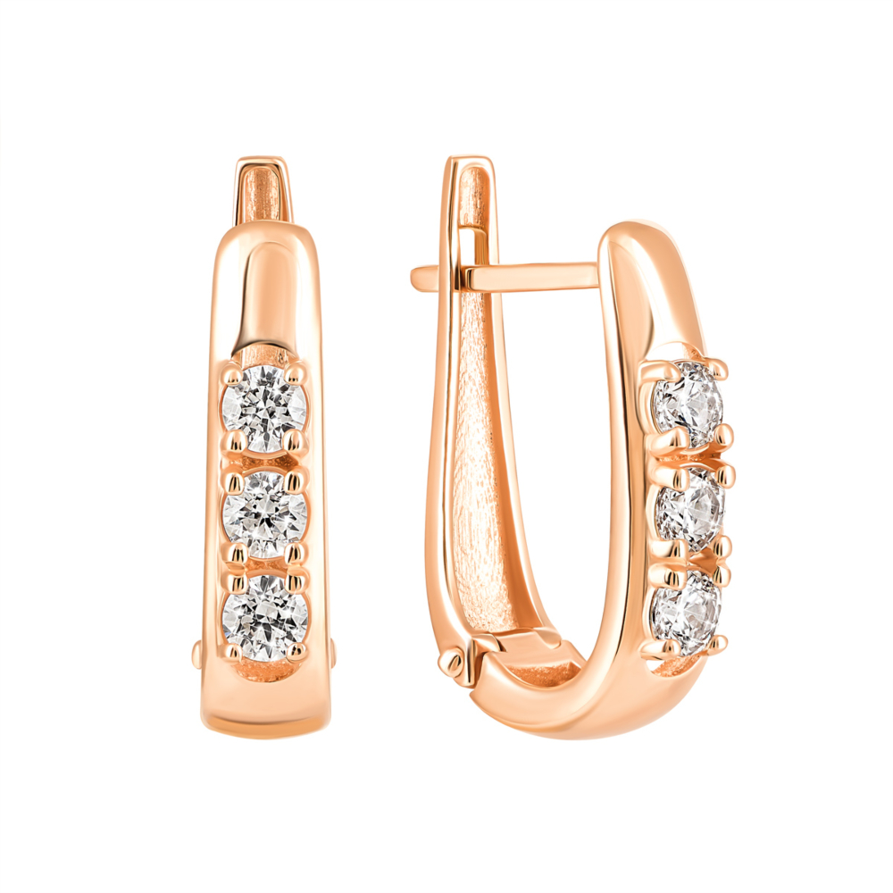 Золотые серьги с фианитами S​ Zirconia. Артикул UG5С4250 Sw