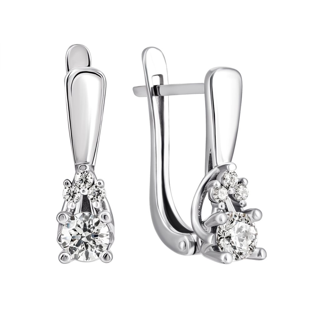 Золотые серьги с фианитами S​ Zirconia. Артикул UG5С4253/1 Sw
