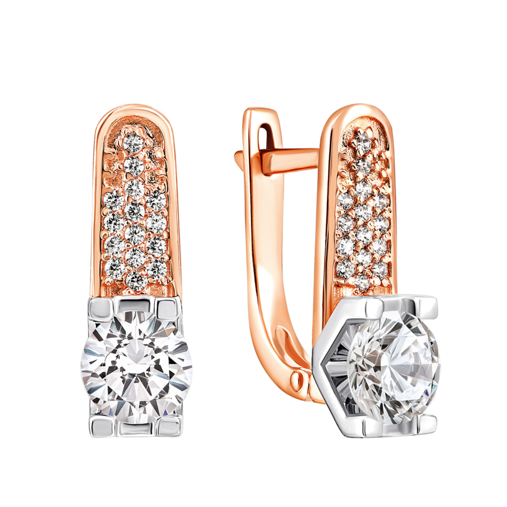 Золотые серьги с фианитами. Артикул UG5С2075
