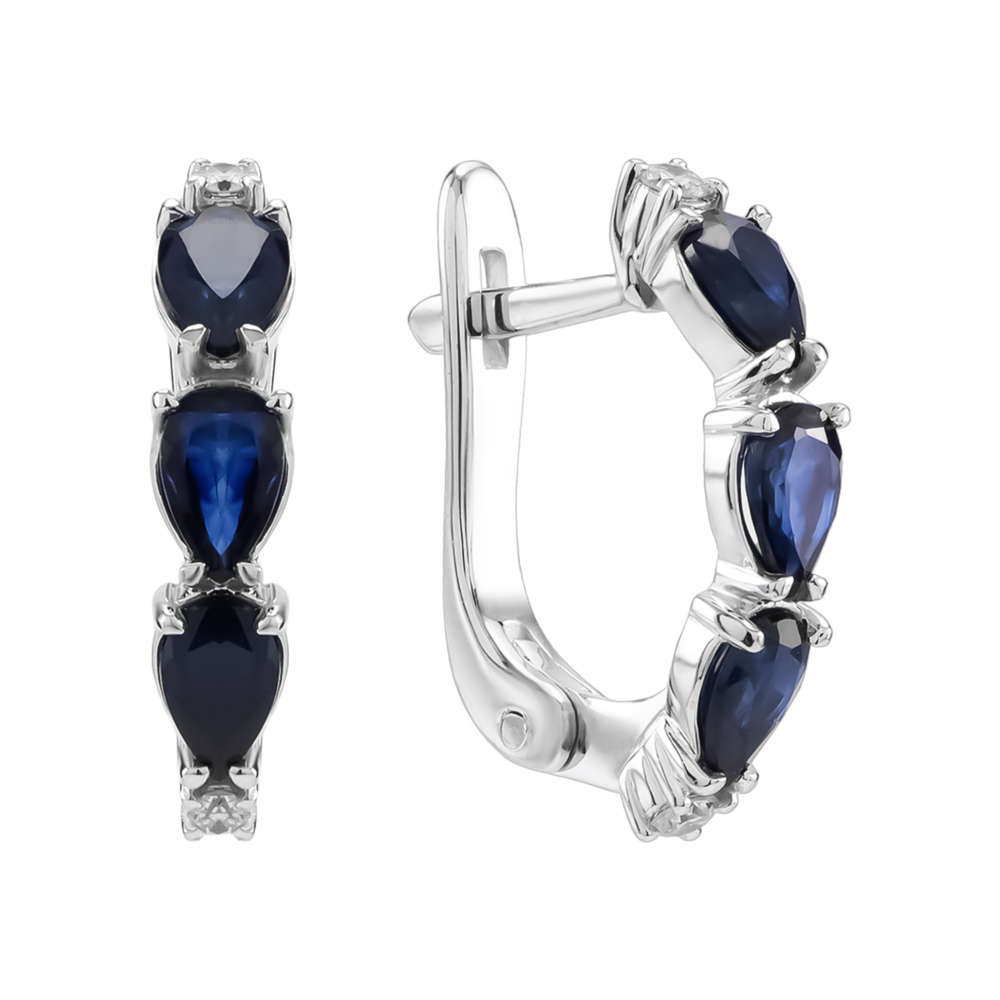 Золоті сережки з сапфірами і діамантами. Артикул UG523497/1SAPH