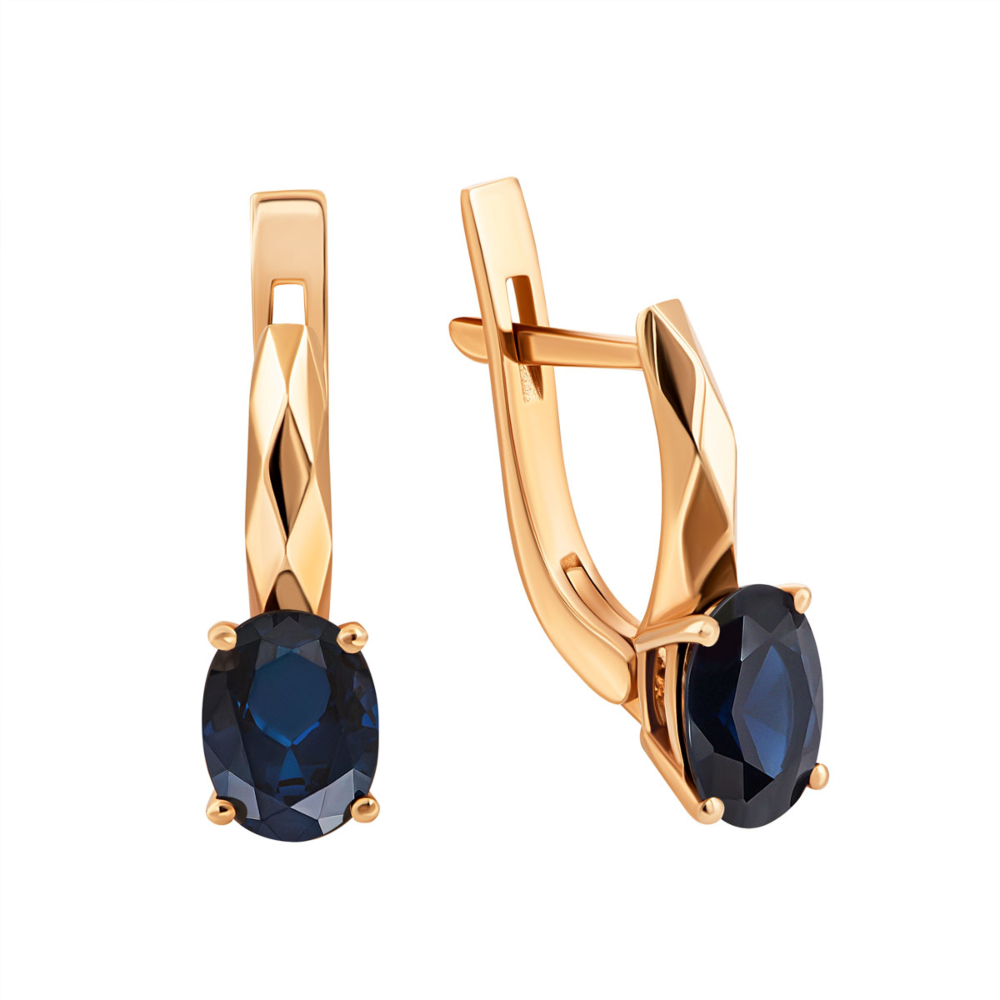 Золотые серьги с сапфиром.Артикул UG522746