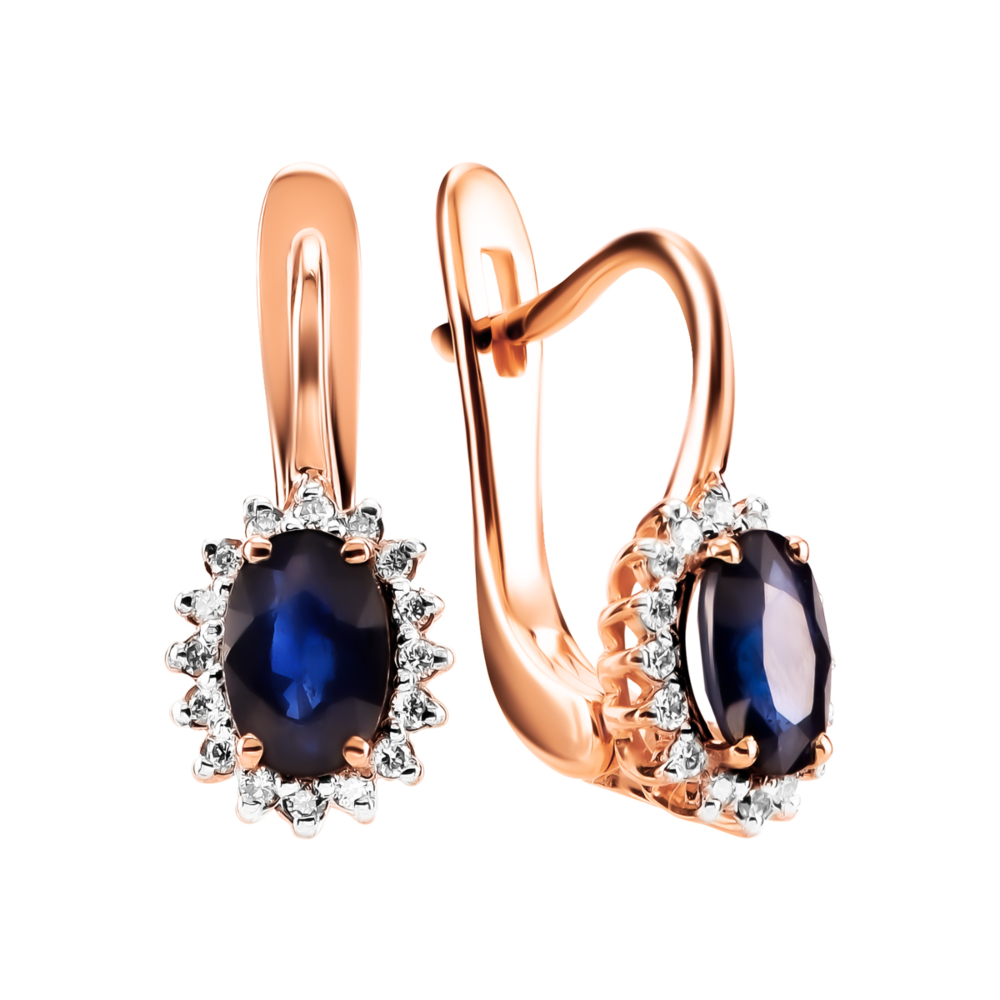 Золотые серьги с сапфиром и бриллиантами. Артикул UG523332SAPH