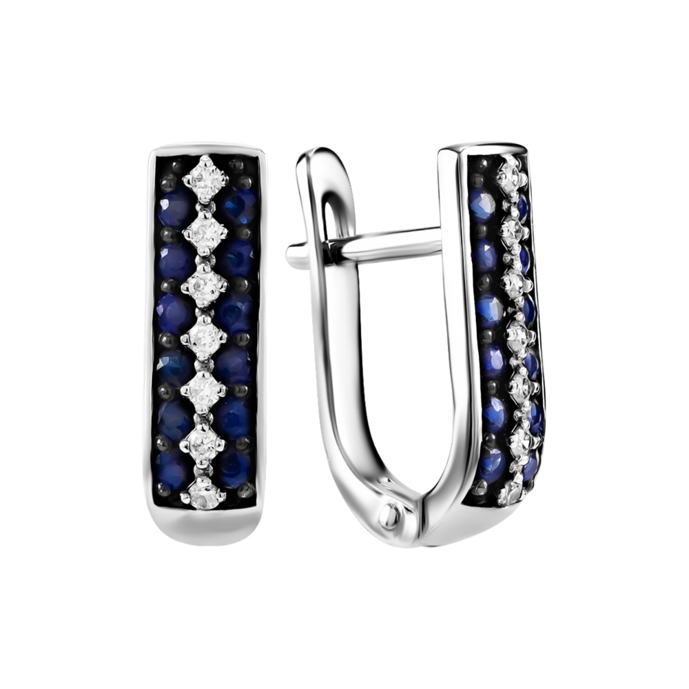 Золотые серьги с сапфирами и бриллиантами. Артикул UG5520096/02/1/10405